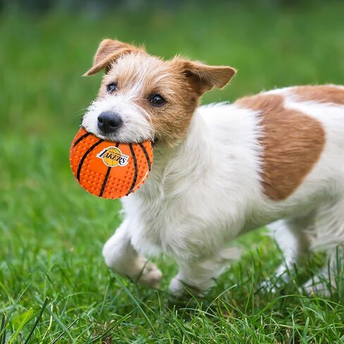 Pets First NBA LA Lakers Hard-Nylon Bacon-Flavored Basketball Chew Toy, Indestructible Dog and Cat Chewy Toy, Tug, Fetch Toy, Sporty Fun Toy for Dogs in Saudi Arabia