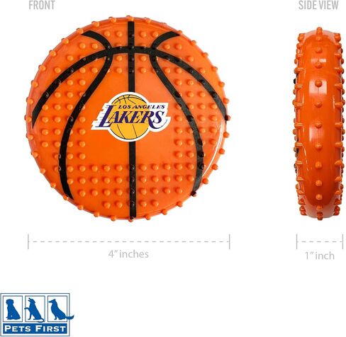 Pets First NBA LA Lakers Hard-Nylon Bacon-Flavored Basketball Chew Toy, Indestructible Dog and Cat Chewy Toy, Tug, Fetch Toy, Sporty Fun Toy for Dogs in Saudi Arabia