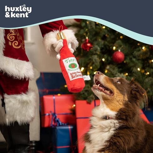 Huxley & Kent Funny Dog Toy w/Squeaker – Holiday Power Plush Squeaky Dog Toys for Small, Medium & Large Dogs – Soft Stuffed Animal for Indoor Play & Fetch - Lit Donut, Large in Saudi Arabia