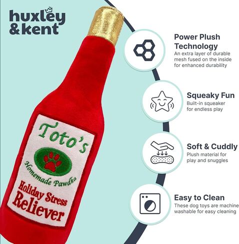 Huxley & Kent Funny Dog Toy w/Squeaker – Holiday Power Plush Squeaky Dog Toys for Small, Medium & Large Dogs – Soft Stuffed Animal for Indoor Play & Fetch - Lit Donut, Large in Saudi Arabia
