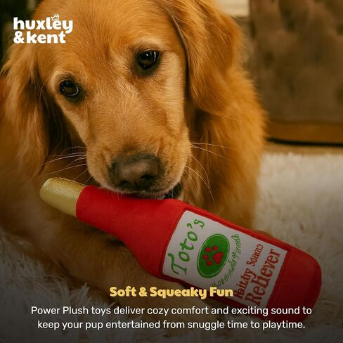 Huxley & Kent Funny Dog Toy w/Squeaker – Holiday Power Plush Squeaky Dog Toys for Small, Medium & Large Dogs – Soft Stuffed Animal for Indoor Play & Fetch - Lit Donut, Large in Saudi Arabia
