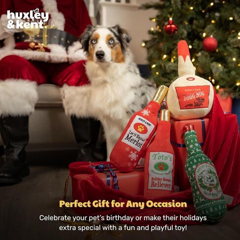 Huxley & Kent Funny Dog Toy w/Squeaker – Holiday Power Plush Squeaky Dog Toys for Small, Medium & Large Dogs – Soft Stuffed Animal for Indoor Play & Fetch - Lit Donut, Large in Saudi Arabia