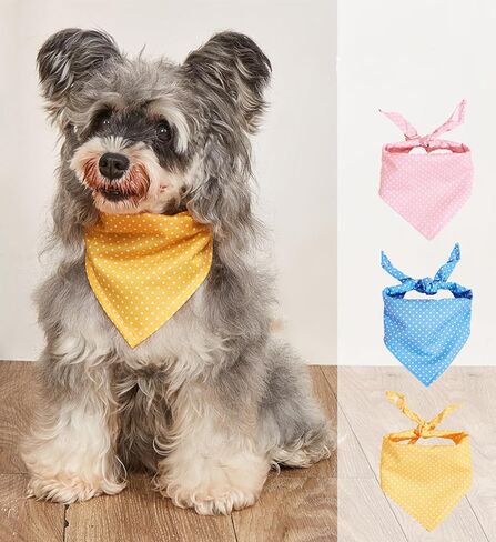 3Pcs Dog Bandanas Spring Dog Bandana Triangle Scarf Soft Washable Adjustable Pet Bib Accessories for Small Medium Large Cats Pets,Pink&Blue&Yellow in Saudi Arabia