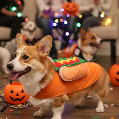 Dog Hot Dog Halloween Costume, Funny Pet Halloween Costumes for Dogs Cat of Small Medium Large Breed in Kuwait