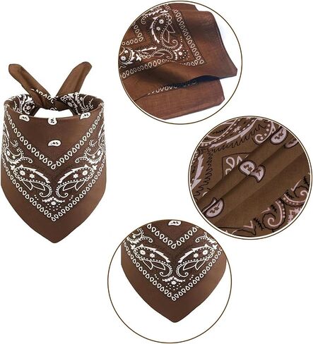 Qiansail 2Pcs Dog Cowboy Hat, Dogs Halloween Cowboy Costume with Classic Bandana Scarf Pets Accessories for Cosplay Party Christmas (Brown) in Saudi Arabia
