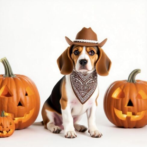 Qiansail 2Pcs Dog Cowboy Hat, Dogs Halloween Cowboy Costume with Classic Bandana Scarf Pets Accessories for Cosplay Party Christmas (Brown) in Saudi Arabia