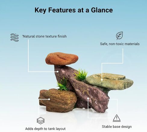 صخرة ديكور حوض السمك الصغيرة من ميبوكباي، زخرفة حجرية اصطناعية لخزان الأسماك من الراتنج للمياه العذبة/المياه المالحة، مخبأ آمن للمناظر الطبيعية لأسماك البيتا والأسماك الذهبية والحيوانات الأليفة المائية in Kuwait
