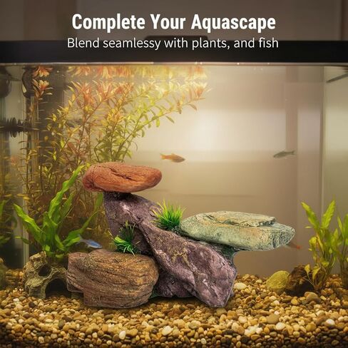 صخرة ديكور حوض السمك الصغيرة من ميبوكباي، زخرفة حجرية اصطناعية لخزان الأسماك من الراتنج للمياه العذبة/المياه المالحة، مخبأ آمن للمناظر الطبيعية لأسماك البيتا والأسماك الذهبية والحيوانات الأليفة المائية in Kuwait