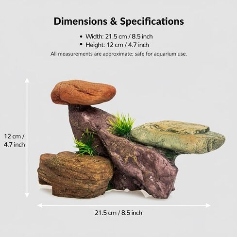 صخرة ديكور حوض السمك الصغيرة من ميبوكباي، زخرفة حجرية اصطناعية لخزان الأسماك من الراتنج للمياه العذبة/المياه المالحة، مخبأ آمن للمناظر الطبيعية لأسماك البيتا والأسماك الذهبية والحيوانات الأليفة المائية in Kuwait