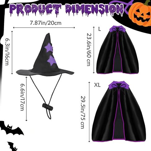 YUEPET Extra Large Dog Halloween Costumes Witch Costume Set Halloween Witch Cloak with Hat Pet Halloween Outfit Dog Vampire Cape for Big Dogs Golden Retrieve Great Dane (23.6 Inch) in Kuwait