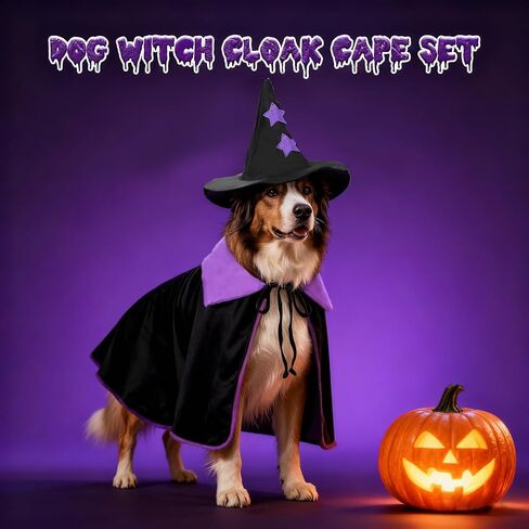 YUEPET Extra Large Dog Halloween Costumes Witch Costume Set Halloween Witch Cloak with Hat Pet Halloween Outfit Dog Vampire Cape for Big Dogs Golden Retrieve Great Dane (23.6 Inch) in Kuwait