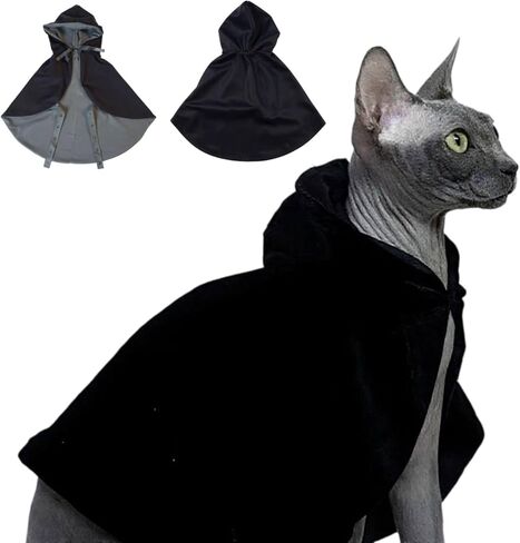 Cat Christmas Costumes, Black Pet Cloak Cape for Small Kittens & Puppies, Adjustable Neck Ribbon & Belly Strap, Size Small in Saudi Arabia