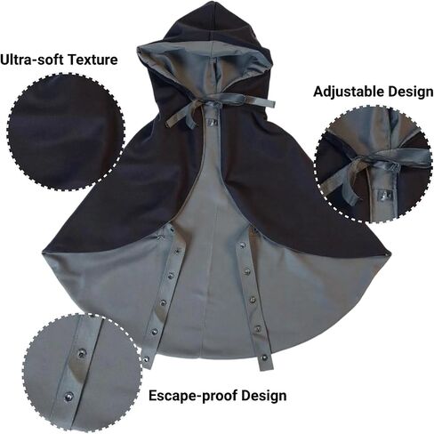 Cat Christmas Costumes, Black Pet Cloak Cape for Small Kittens & Puppies, Adjustable Neck Ribbon & Belly Strap, Size Small in Saudi Arabia