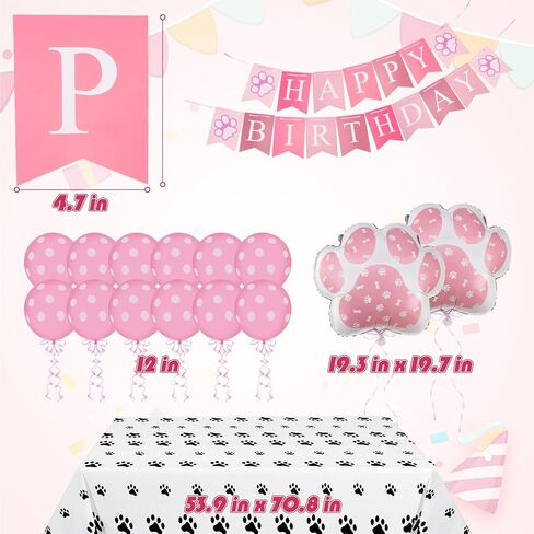 EXPAWLORER Dog Birthday Bandana Set, Dog Birthday Party Supplies, Cute Hat Squeaky Cake Toy Tablecloth Balloons for Birthday Party Supplies Gift, Great for Small Medium Large Dogs Pink in Saudi Arabia