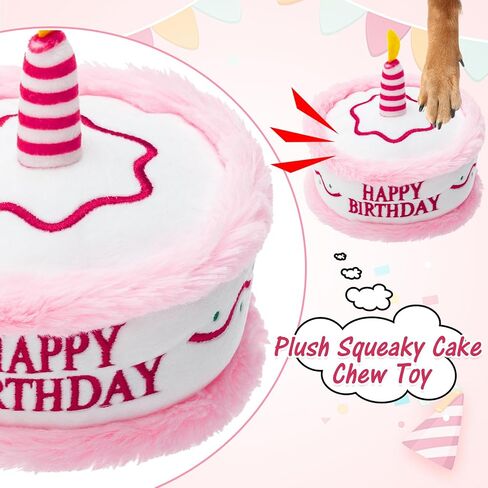 EXPAWLORER Dog Birthday Bandana Set, Dog Birthday Party Supplies, Cute Hat Squeaky Cake Toy Tablecloth Balloons for Birthday Party Supplies Gift, Great for Small Medium Large Dogs Pink in Saudi Arabia