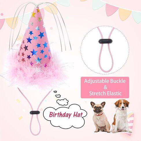 EXPAWLORER Dog Birthday Bandana Set, Dog Birthday Party Supplies, Cute Hat Squeaky Cake Toy Tablecloth Balloons for Birthday Party Supplies Gift, Great for Small Medium Large Dogs Pink in Saudi Arabia