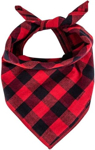 2 Pcs Dog Bandana Red Black Dog Scarf Buffalo Plaid Printing Adjustable Bib Handkerchief Accessories for for Neck Circumference 9"-15" in Saudi Arabia
