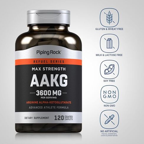 ملحق الأنابيب روك AAKG | 120 كبسولة | 3600 مجم | مكمل أرجينين ألفا كيتوجلوتارات | محسن أكسيد النيتريك | القوة القصوى | نباتي، غير معدّل وراثيًا، خالي من الغلوتين in Saudi Arabia