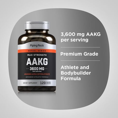 ملحق الأنابيب روك AAKG | 120 كبسولة | 3600 مجم | مكمل أرجينين ألفا كيتوجلوتارات | محسن أكسيد النيتريك | القوة القصوى | نباتي، غير معدّل وراثيًا، خالي من الغلوتين in Saudi Arabia