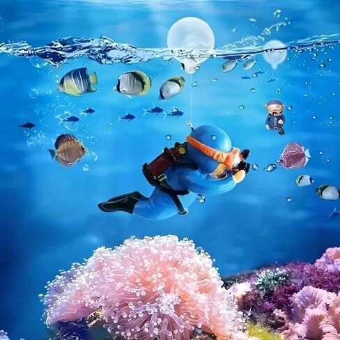 1pc Diving Action Figures Aquarium Ornament, Artistic Decor, Mini Diver Figurines, Fish Tank Creative Landscaping Accessories in Saudi Arabia