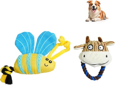 Bzonsmart قطعتان من ألعاب الكلاب، ألعاب للكلاب من القطيفة تصدر أصواتًا للكلاب الصغيرة والمتوسطة الحجم، ألعاب جرو محشوة ناعمة لطيفة لتنظيف الأسنان والتخلص من الملل. ألعاب للكلاب لإبقائهم مشغولين in Kuwait