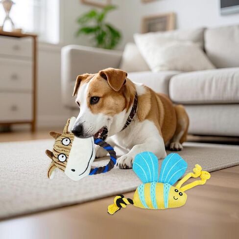 Bzonsmart قطعتان من ألعاب الكلاب، ألعاب للكلاب من القطيفة تصدر أصواتًا للكلاب الصغيرة والمتوسطة الحجم، ألعاب جرو محشوة ناعمة لطيفة لتنظيف الأسنان والتخلص من الملل. ألعاب للكلاب لإبقائهم مشغولين in Kuwait