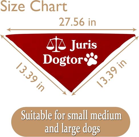 JXGZSO قطعة واحدة من وشاح التخرج للكلب Juris Dogtor Dog Bandana موازين العدالة الكلب باندانا المحامي هدية طالب القانون (Juris Dogtor Dog) in Kuwait