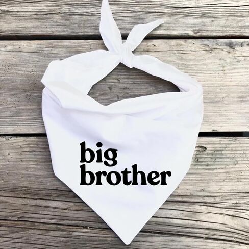 Big Brother Dog Bandana إعلان حمل الطفل وشاح الحيوانات الأليفة من القطن الأبيض للحامل الجرو الجديد لالتقاط الصور (كبير) in Saudi Arabia