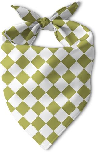Tan Plaid Checkered Pattern Dog Bandanas, Classic Checked Plaid Scarf for Medium Large Dogs, Puppy Tartan Decor, 1 PCS in Kuwait