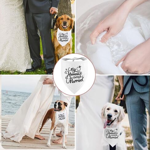 Dog Bandanas, Wedding Bandana, Engagement Gift for Animal, My Humans are Getting Married, Wedding Photo Prop, Pet Scarf for Dog Engagement Announcement, Pet Accessories (Black) in Saudi Arabia