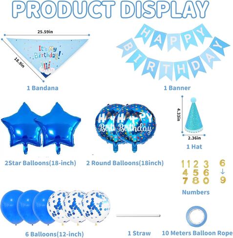 Dog & Cat Birthday Party Decorations Set Include Bandana, Adjustable Hat, Balloons, Happy Birthday Banner for Boys and Girls. Available for Small & Medium & Large Breeds (Pink) in Saudi Arabia