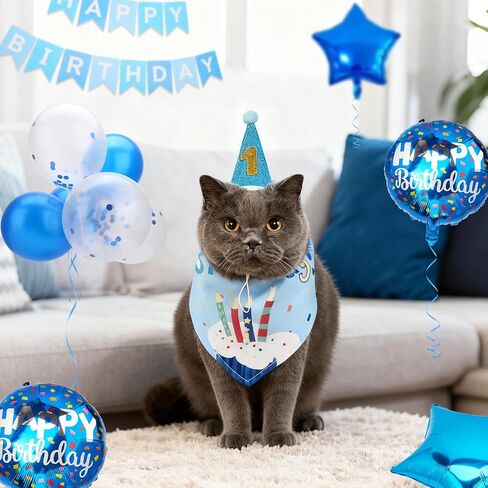 Dog & Cat Birthday Party Decorations Set Include Bandana, Adjustable Hat, Balloons, Happy Birthday Banner for Boys and Girls. Available for Small & Medium & Large Breeds (Pink) in Saudi Arabia