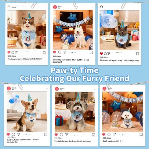 Dog & Cat Birthday Party Decorations Set Include Bandana, Adjustable Hat, Balloons, Happy Birthday Banner for Boys and Girls. Available for Small & Medium & Large Breeds (Pink) in Saudi Arabia