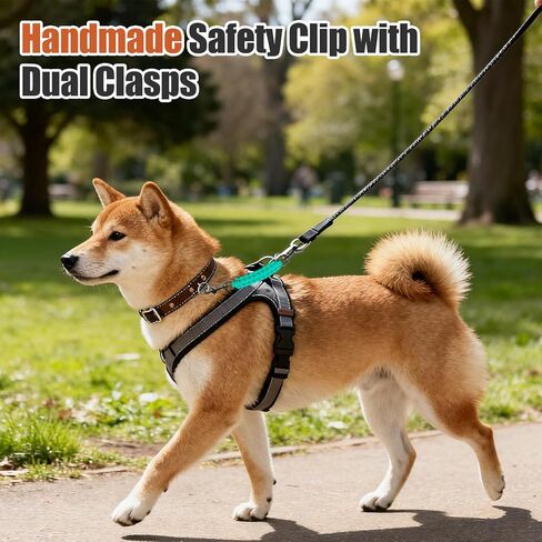 مشبك أمان لطوق الكلب مع مشابك مزدوجة، حزام أمان احتياطي مصنوع يدويًا لحزام الكلاب والياقات وموصلات عدم السحب (أزرق مخضر) in Kuwait