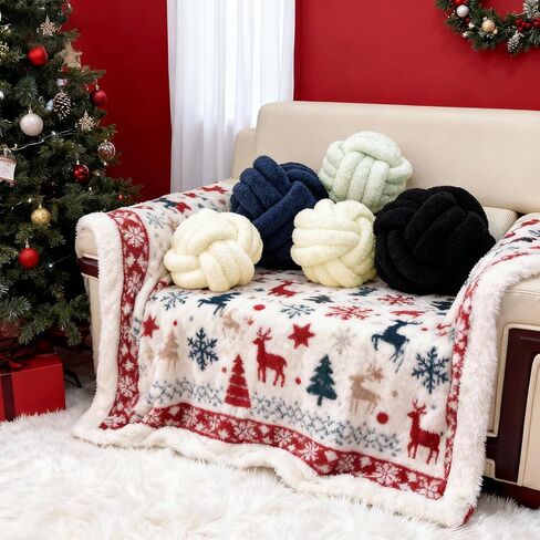 Knot Pillow Ball Plush - Decorative Throw Pillows for Bed Relieve Stress, Round Knot Cushion for Sofa Decor Pet Toy, Black 8 inch in Saudi Arabia