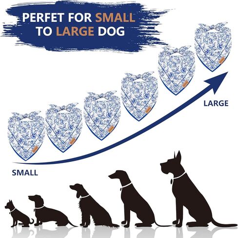 Blue Floral Dog Bandana Pet Scarf Adjustable Puppy Neckerchief Vintage Chinoiserie Flower Dog Bib for Medium Large Cat Costume Accessories in Saudi Arabia