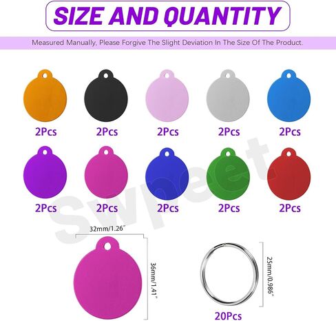 Swpeet 40Pcs 10 Colors 1.4" x 1.37" Star Shape Aluminum Blank Tags with Key Ring Assortment Kit, Engraving Stamping Blank Tag Pet ID Tags for Pendant Decoration, DIY Keychains and Pets Tag Project in Saudi Arabia