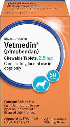 VETMEDIN® (بيموبندان) أقراص قابلة للمضغ للكلاب، 1.25 ملغ، موسع، 50 قيراط in Kuwait