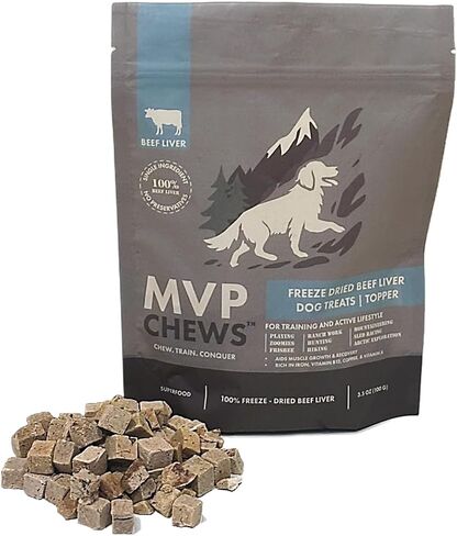 MVPChews | Single Ingredient Beef Liver Dog Treats 3.5oz | Freeze Dried Raw | Premium Quality High Protein Training Treats | No Additives | No Fillers | No Grain | Gluten Free in Saudi Arabia