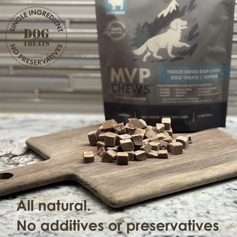 MVPChews | Single Ingredient Beef Liver Dog Treats 3.5oz | Freeze Dried Raw | Premium Quality High Protein Training Treats | No Additives | No Fillers | No Grain | Gluten Free in Saudi Arabia