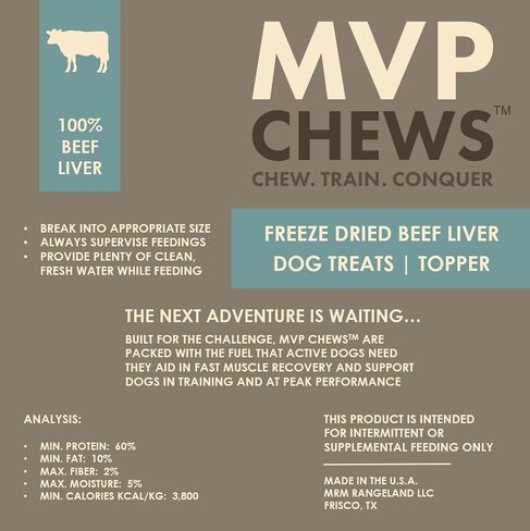 MVPChews | Single Ingredient Beef Liver Dog Treats 3.5oz | Freeze Dried Raw | Premium Quality High Protein Training Treats | No Additives | No Fillers | No Grain | Gluten Free in Saudi Arabia