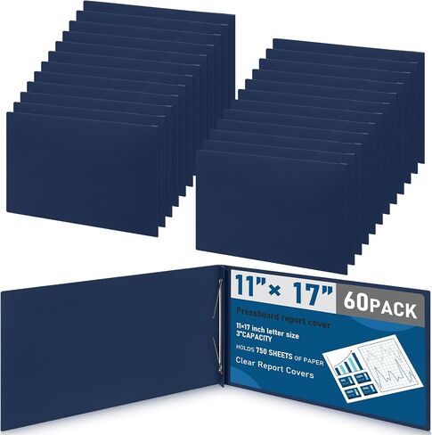 10 PCS Pressboard Report Cover ، 3 "مجلد الموثق التقديمي مع سعة مع سائحة ورق شق المعادن لربط النصوص مقترحات التقارير بدقة ، مستندات أخرى (11x17 بوصة ، أزرق البحرية) in Saudi Arabia