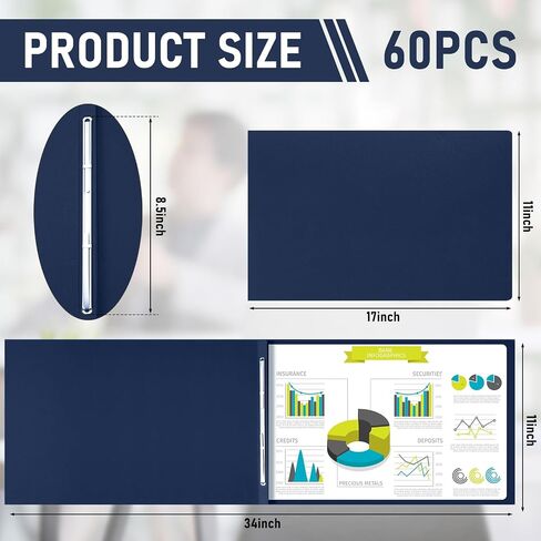 10 PCS Pressboard Report Cover ، 3 "مجلد الموثق التقديمي مع سعة مع سائحة ورق شق المعادن لربط النصوص مقترحات التقارير بدقة ، مستندات أخرى (11x17 بوصة ، أزرق البحرية) in Saudi Arabia