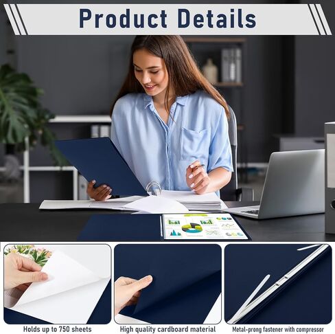 10 PCS Pressboard Report Cover ، 3 "مجلد الموثق التقديمي مع سعة مع سائحة ورق شق المعادن لربط النصوص مقترحات التقارير بدقة ، مستندات أخرى (11x17 بوصة ، أزرق البحرية) in Saudi Arabia