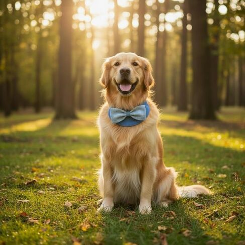 Denim Dog Bandana – Striped Bowtie, Soft & Durable Pet Scarf with Adjustable Metal Snap Buttons for Dogs & Cats (Green, X-Large) in Saudi Arabia