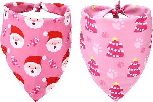 2pcs Christmas Pet Bandanas, Funny Santa Claus & Christmas Tree Designs Dog Bibs Durable Polyester Xmas Holiday Pet Scarves Cute Outfit Gifts Accessories for Dogs (Small) in Saudi Arabia