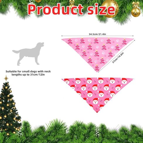 2pcs Christmas Pet Bandanas, Funny Santa Claus & Christmas Tree Designs Dog Bibs Durable Polyester Xmas Holiday Pet Scarves Cute Outfit Gifts Accessories for Dogs (Small) in Saudi Arabia