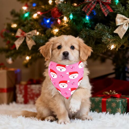 2pcs Christmas Pet Bandanas, Funny Santa Claus & Christmas Tree Designs Dog Bibs Durable Polyester Xmas Holiday Pet Scarves Cute Outfit Gifts Accessories for Dogs (Small) in Saudi Arabia
