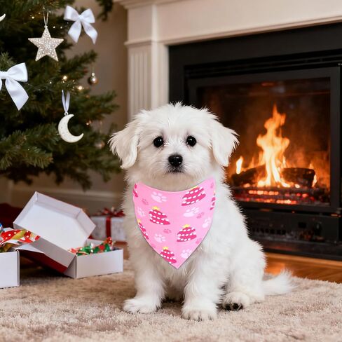 2pcs Christmas Pet Bandanas, Funny Santa Claus & Christmas Tree Designs Dog Bibs Durable Polyester Xmas Holiday Pet Scarves Cute Outfit Gifts Accessories for Dogs (Small) in Saudi Arabia