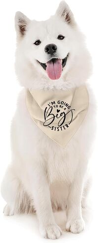 I'm Going to Be Abig Sister Dog Bandana، ملحقات وشاح الكلب الأليف باللون البيج، إعلان الحمل للطفل، وشاح مثلث للكلاب الأليفة، باندانا للحيوانات الأليفة للكلاب الصغيرة والمتوسطة in Kuwait